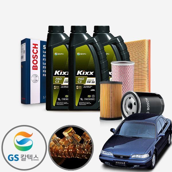 쏘나타(85~98) 1.8/2.0(가솔린) KIXX PAO 합성엔진오일 필터세트 KPT-104 cs01011