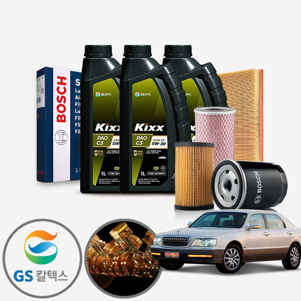 에쿠스(99~08) 4.5(가솔린) KIXX PAO 합성엔진오일 필터세트 KPT-104 cs01015